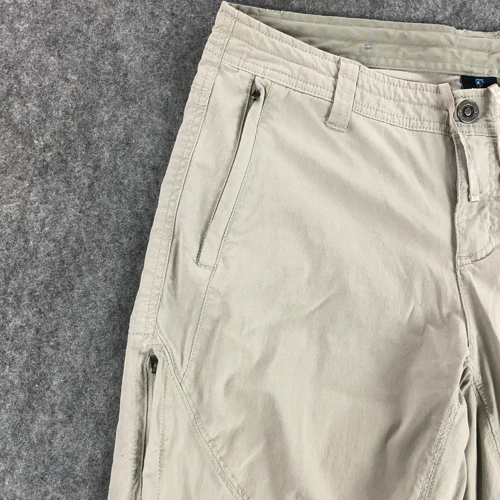 Kuhl Womens Hiking Pants 10 Regular Beige Spire Roll-Up Pant Mid Rise Zip Pocket